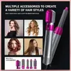 Collage of women with different hairstyles and a hair styling tool with multiple accessories. Produktbild-Vorschau