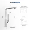 A diagram showing the dimensions and installation details of a kitchen faucet. Anteprima dell’immagine prodotto