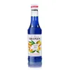 A bottle of Monin Curacao Blau syrup on a white background. Produktbild-Vorschau
