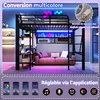 Hochbett 140x200 cm Metallbett mit LED-Beleuchtung Stauraum Produktbild-Vorschau 2