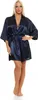 Damen Morgenmantel kurzer Kimono in Satin-Optik; Dunkelblau Produktbild-Vorschau 1
