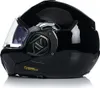 A black motorcycle helmet shown from the side. Produktbild-Vorschau