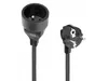 A black extension cord with a plug and a socket on a white background. Podgląd zdjęcia produktu