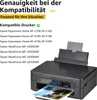 A printer with a list of compatible printer models. Produktbild-Vorschau