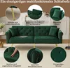 A collage of images showcasing a green velvet sofa bed with gold legs, highlighting its features. Anteprima dell’immagine prodotto