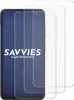 Three clear screen protectors are shown, with one placed on a smartphone screen. Produktbild-Vorschau