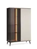 BETTSO VICO Hochvitrine, Walnuss Warmia, Beige-Schwarz Produktbild-Vorschau 4