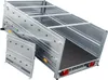 A silver and black trailer with its side panel open. Produktbild-Vorschau