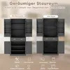 A marketing image showing two configurations of a storage cabinet, one with shelves and one without, with icons indicating items that can be stored. Podgląd zdjęcia produktu