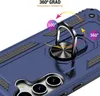 Close-up of a blue phone case with a rotating ring holder, highlighting its 360-degree rotation and 100-degree angle. Produktbild-Vorschau