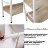 Collage of close-up shots of a white and light oak shelving unit, highlighting assembly details and features. Náhľad obrázku produktu
