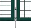 Close-up of a gate latch mechanism on a green metal fence. Produktbild-Vorschau