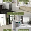 A collage of four different room settings showcasing flooring. Produktbild-Vorschau