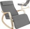 A gray rocking chair with a wooden frame is shown against a white background. A smaller inset image shows the same chair from a different angle. Náhled obrázku produktu