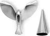 A silver bird-shaped bottle opener and its stand are displayed on a white background. Podgląd zdjęcia produktu
