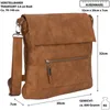 A brown bag with dimensions and strap information displayed. Produktbild-Vorschau