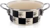 A black and white checkered pot with silver handles on a white background. Produktbild-Vorschau