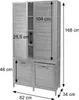 A diagram of a wooden cabinet with dimensions indicated by arrows and text. Náhľad obrázku produktu