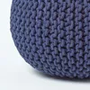 HOMESCAPES Kulatý pletený puf, 100% bavlna, námořnická modř Náhled obrázku produktu 4