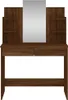 A brown wooden vanity table with a mirror and shelves. Náhled obrázku produktu