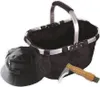 A set of items for mushroom picking, including a basket, a hat, and a knife with a brush. Podgląd zdjęcia produktu