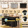 Collage showing different color options of a kitchen island and its features. Podgląd zdjęcia produktu