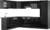 A black high-gloss kitchen unit with a sink and oven. Náhled obrázku produktu