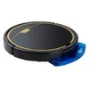 A black robot vacuum cleaner with gold accents and a blue water tank attachment, shown from a side angle on a white background. Anteprima dell’immagine prodotto