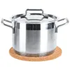 A stainless steel pot with a lid sits on a cork trivet against a white background. Náhľad obrázku produktu