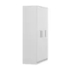 A white wardrobe with silver handles is shown against a white background. Produktbild-Vorschau