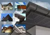 A collage of images showcasing different angles and details of house exterior elements, likely related to roofing, siding, and gutters, with a focus on wood-like finishes. Produktbild-Vorschau