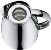 A polished stainless steel carafe with a handle and an open top. Voir les images du produit