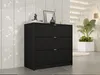 A black dresser with gold handles is displayed in a modern room with a plant and stairs in the background. Náhľad obrázku produktu