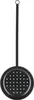 A black chestnut roaster pan with a long handle and a perforated surface, isolated on a white background. Produktbild-Vorschau