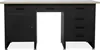 A black metal workbench with a tan MDF top and multiple drawers and a cabinet, shown against a white background. Produktbild-Vorschau