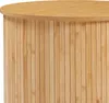A close-up view of a round bamboo table with vertical slats. Náhľad obrázku produktu
