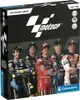 The image shows the front and side of a board game box for MotoGP. The front features the MotoGP logo and images of several motorcycle racers. The side shows the Clementoni logo and some product information. Podgląd zdjęcia produktu