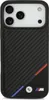 A black iPhone case with a carbon fiber texture and BMW branding. Náhľad obrázku produktu