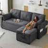 A woman relaxing on a sectional sofa with a cat nearby, in a living room setting. Podgląd zdjęcia produktu