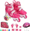(Rosérot, M (30-33)) Rollschuhe für Kinder mit beleuchteten Produktbild-Vorschau 1