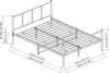 A line drawing of a metal bed frame with dimensions indicated by measurement lines and text. Voir les images du produit