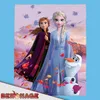 Characters from Frozen with falling leaves and a snowman. Produktbild-Vorschau