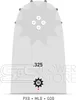 A diagram of a chainsaw bar with technical specifications and branding. Náhľad obrázku produktu