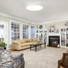 A living room with a sofa, fireplace, and bookshelves. Anteprima dell’immagine prodotto
