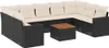 vidaXL 10-tlg. Garten-Sofagarnitur mit Kissen Schwarz Poly Produktbild-Vorschau 1