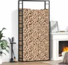 vidaXL Police na palivové drevo matná čierna 110x28x214 cm Náhľad obrázku produktu 2