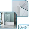 A collage showing a bathtub with a glass shower screen and a close-up of the shower screen's frame. Produktbild-Vorschau