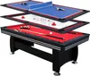A multi-game table with three layers: a ping pong table on top, an air hockey table in the middle, and a pool table at the bottom. Anteprima dell’immagine prodotto
