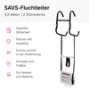 A product image of a SAVS-Fluchtleiter (escape ladder) with accompanying feature descriptions. Produktbild-Vorschau