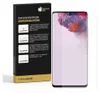 A product box with installation instructions for a screen protector, next to a smartphone with the screen protector applied. Produktbild-Vorschau